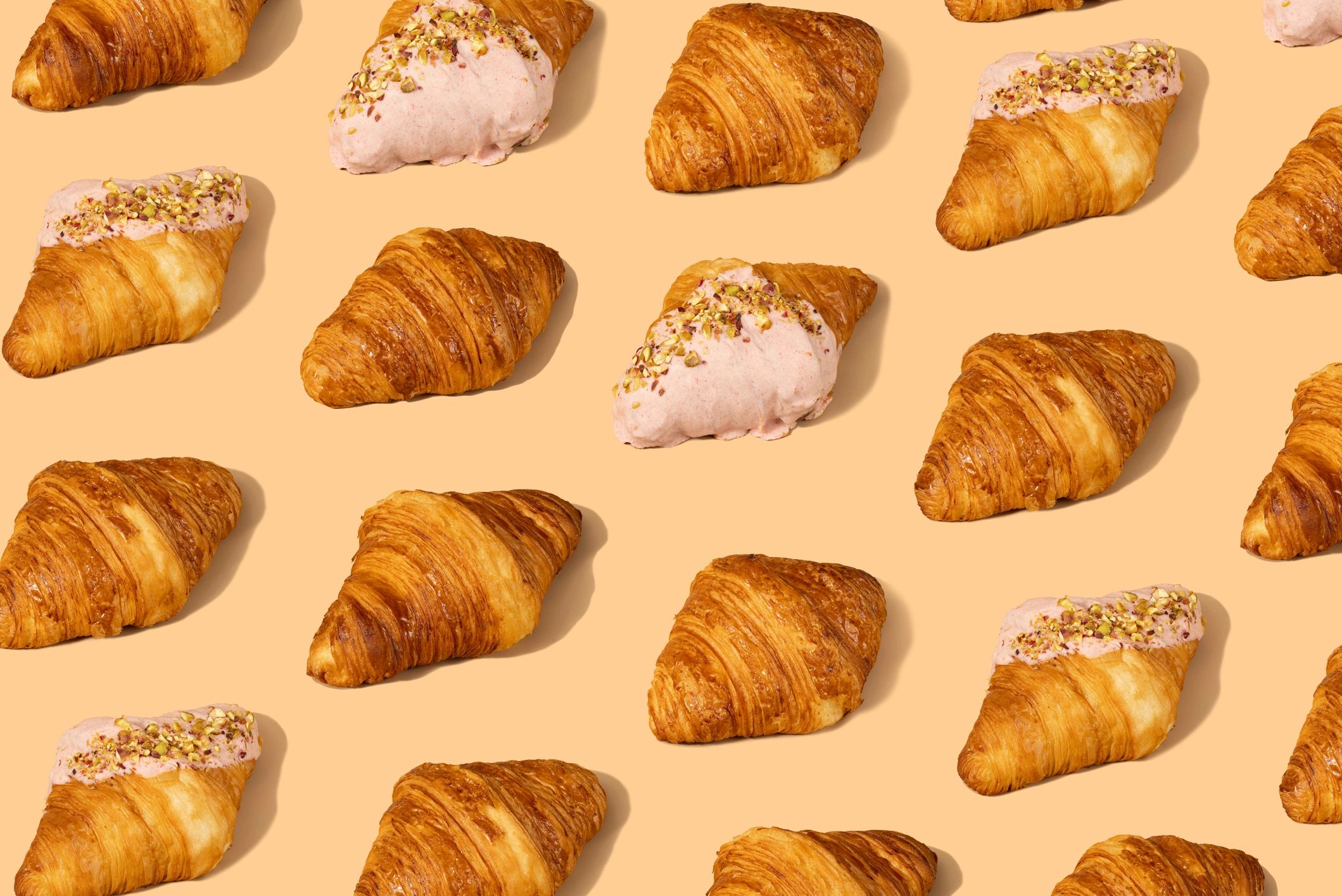 Fresh croissant with golden flaky layers