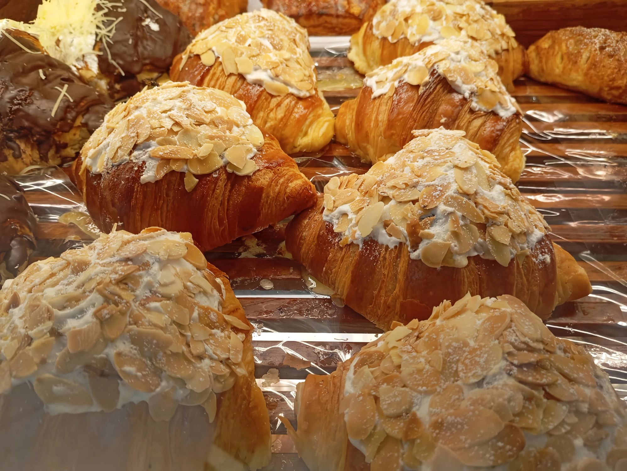 Bread in a bakery display case